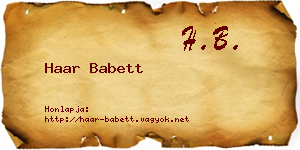 Haar Babett névjegykártya